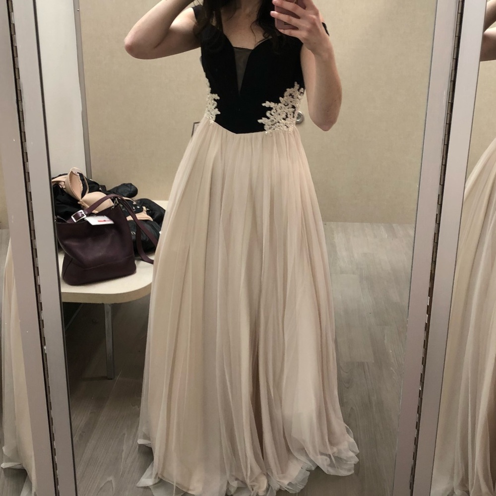 EUC black & cream evening gown